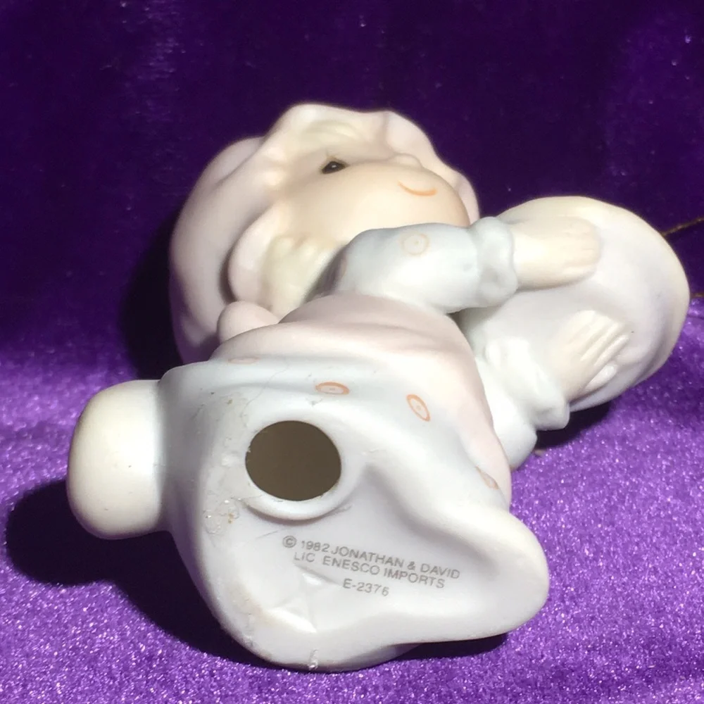 1982 Precious Moments dropping over for Christmas Ceramic Ornament